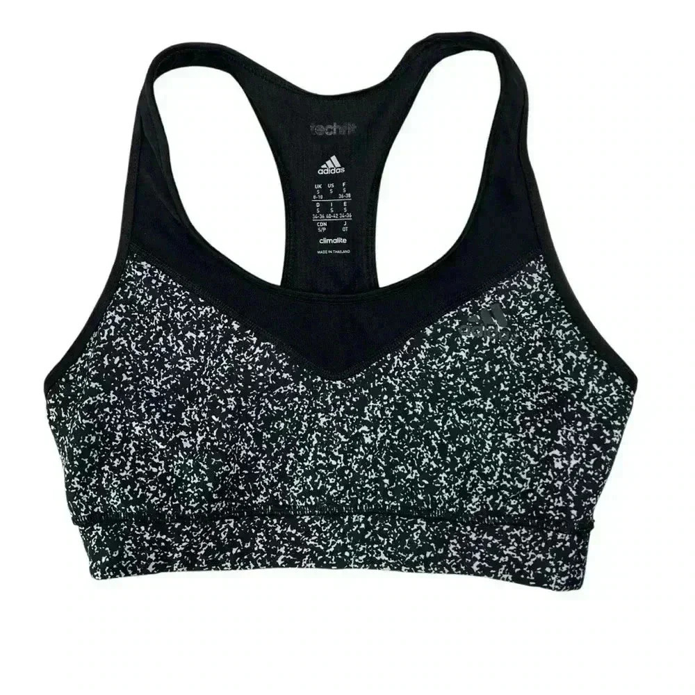 Adidas Techfit Climalite Micro Camo Sports Bra Gray Black Womens Size Small
